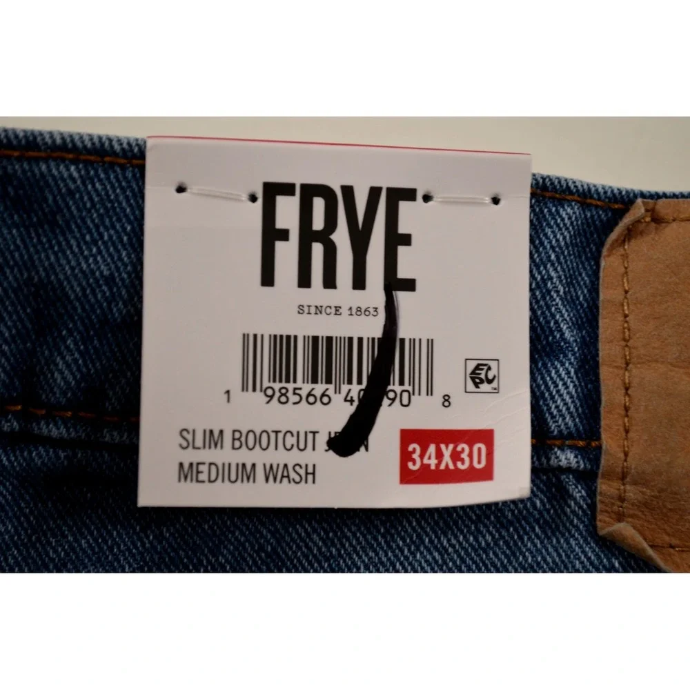 Frye Slim Bootcut 5-Pocket 100% Cotton Denim Jeans Mens 34x30 Medium Wash Nwt's